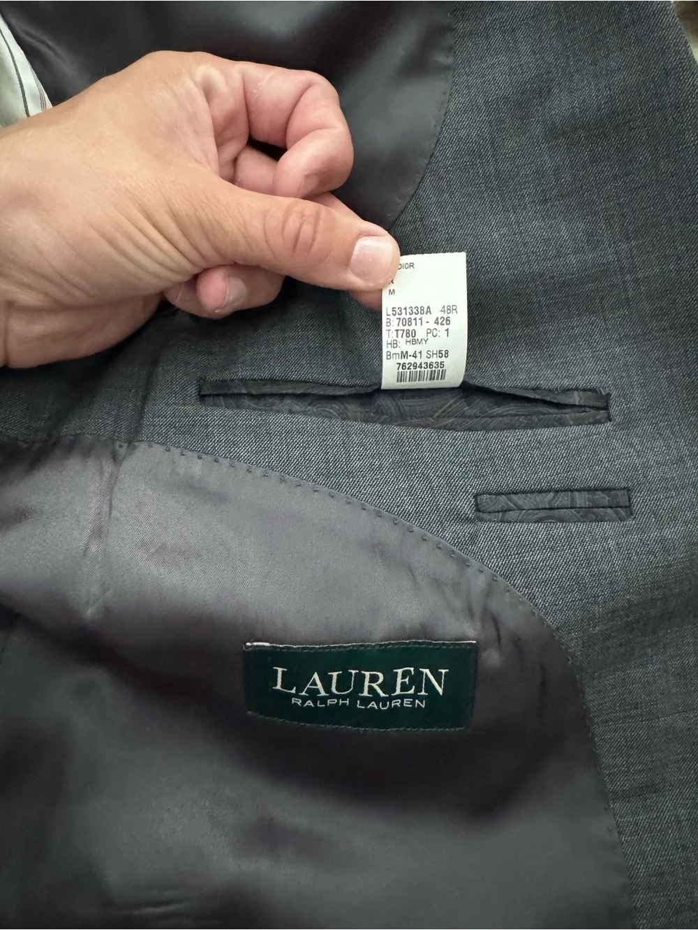 Lauren Ralph Lauren Men's Charcoal Gray Two-Button Suit Jacket